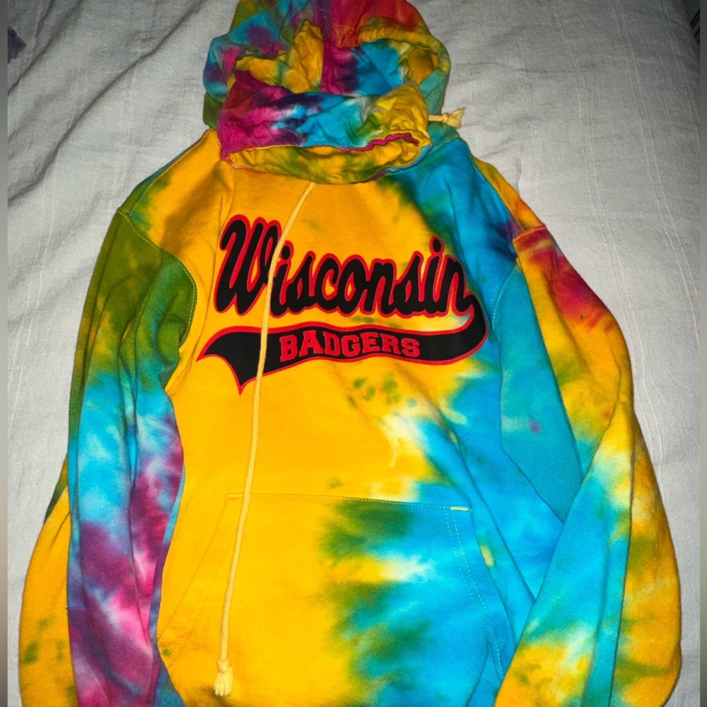 Wisconsin rainbow oversized hoodie with built in neck warmer